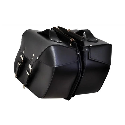 13000 Black Leather Motorcycle Biker Saddle Bags Pannier
